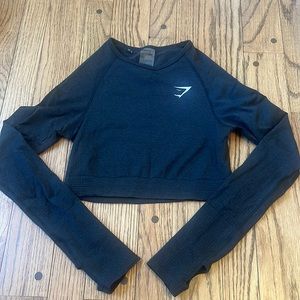 Gymshark size S small long sleeve crop top grey graphite